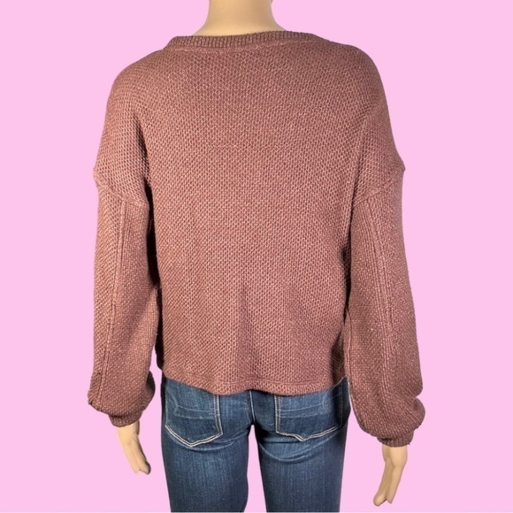 Banana Republic Brown Drop Shoulder Waffle Knit Sweater Size Medium - "Lacie" - Picture 3 of 13